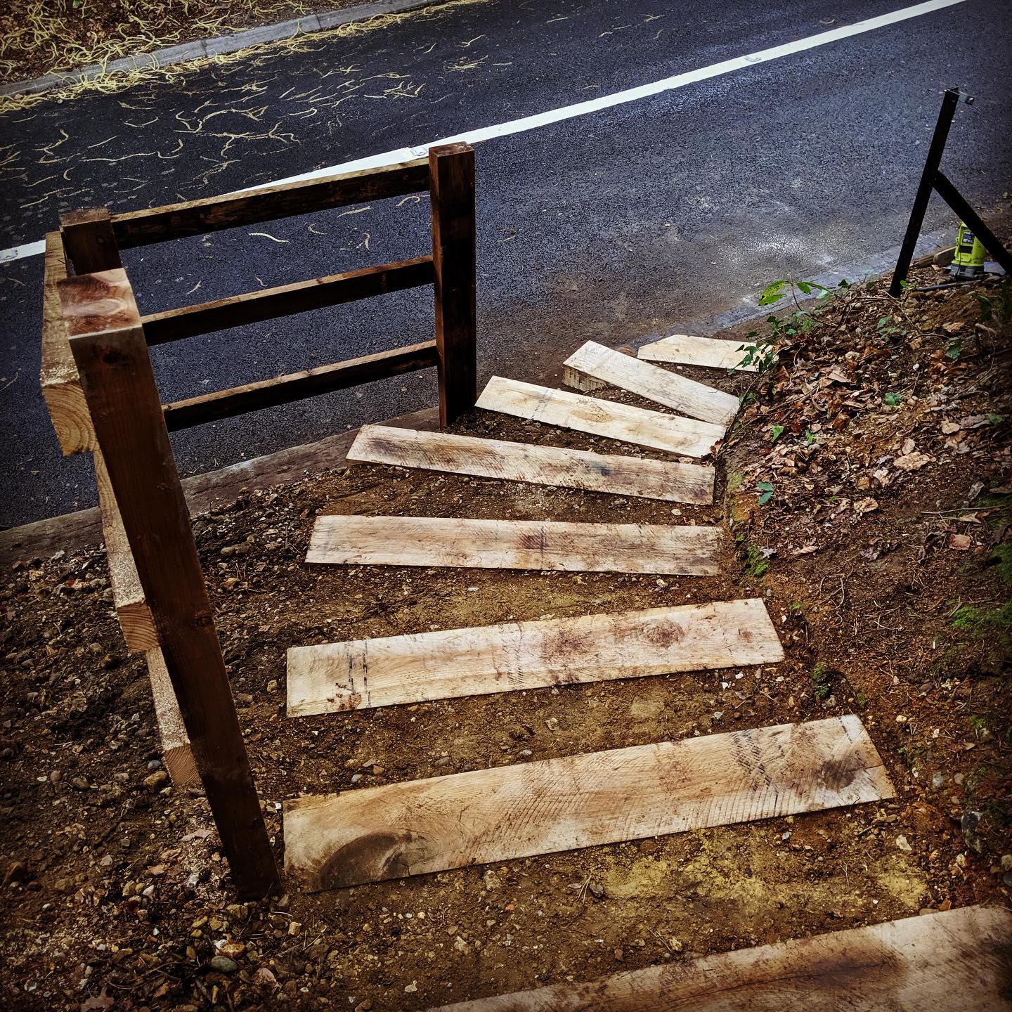 Sleeper steps with post and rail section