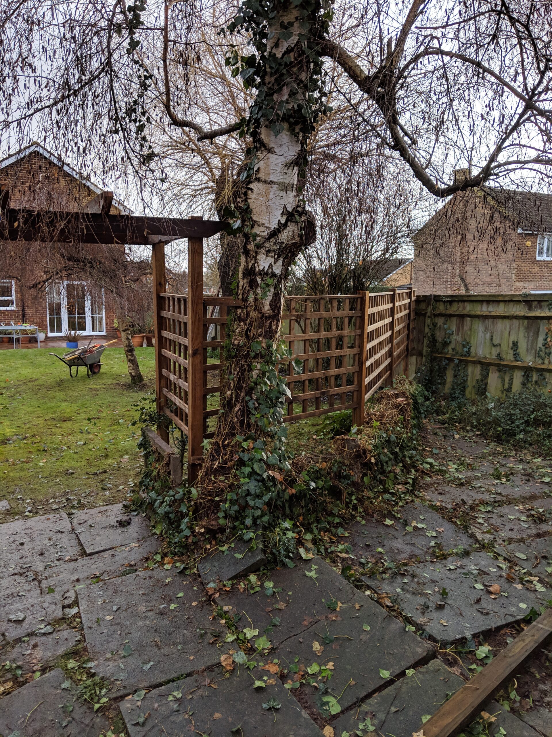 Square trellis with timber posts